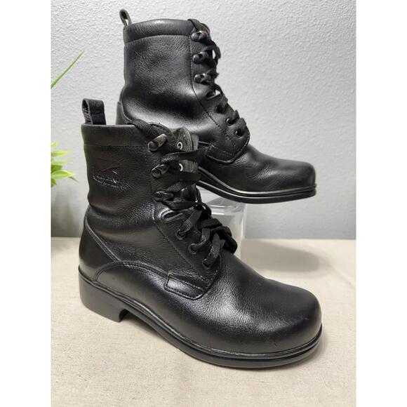 Dansko Kiltie Lace Up Leather Boots Womens Black 6.5-7 - Picture 1 of 9
